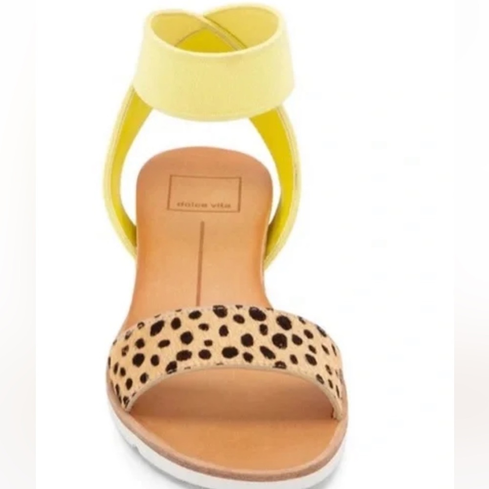 dolce vita size 7.5M Vivian sandals leopard print with yellow straps